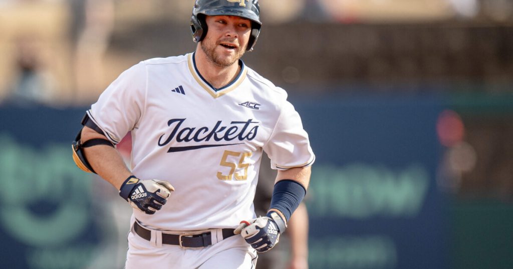 Jaqueta Pit Down no jogo de neve – Beisebol – Georgia Tech Yellow Jackets