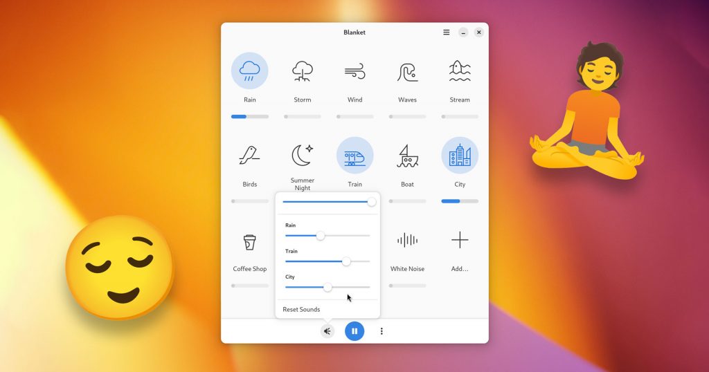 O aplicativo Blanket Ambient Sounds para Linux ganha um novo visual calmante