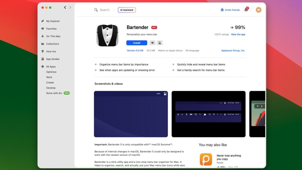 O aplicativo Bartender Mac muda de proprietário e adiciona telemetria