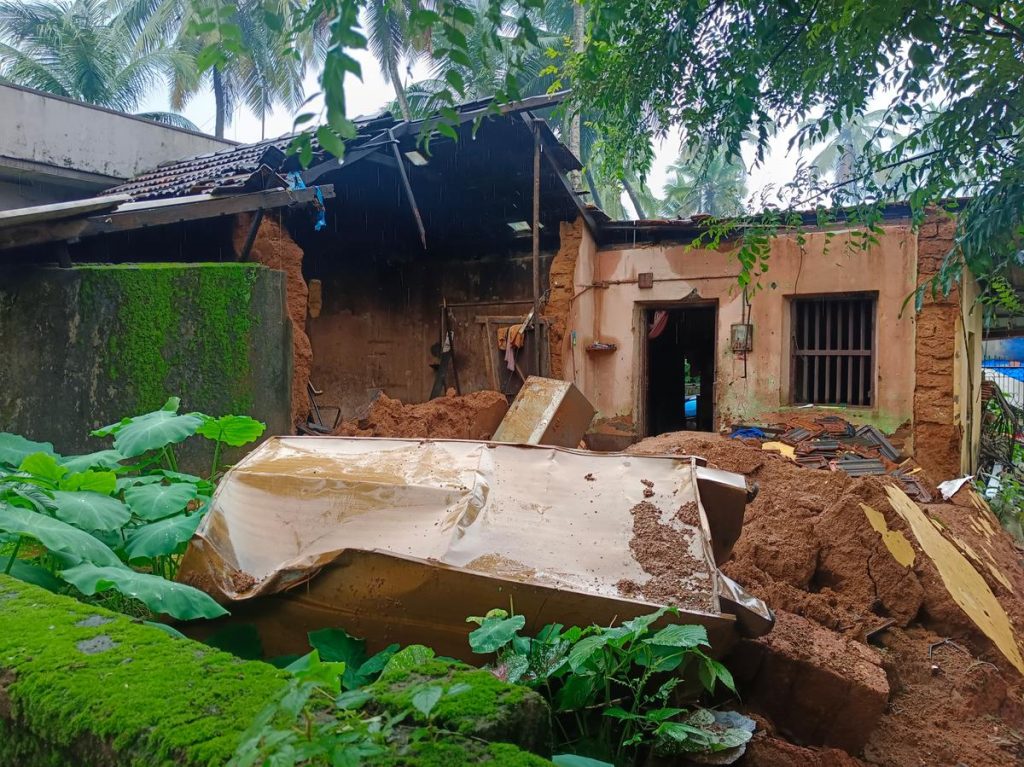 5 casas danificadas no distrito de Udupi nas últimas 24 horas