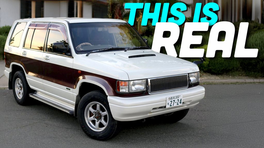 Não, isso não foi criado por uma IA que foi solicitada a desenhar um SUV dos anos 90.Este é um caminhão real vendido pela Isuzu